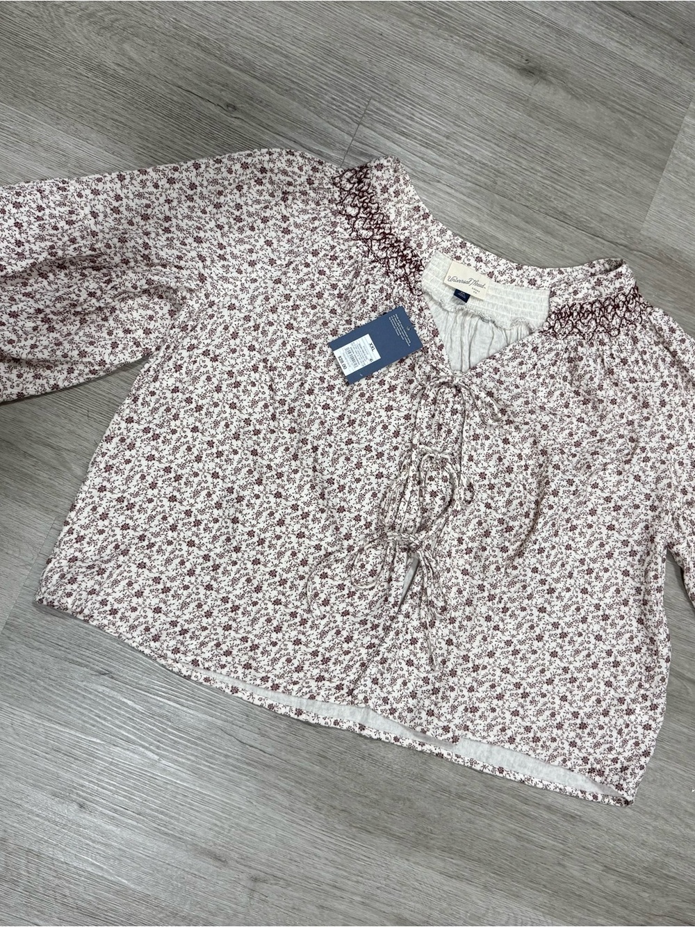 Universal Thread Dusty Rose Floral Smocked Peasant Blouse